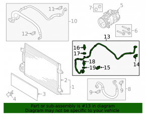 Air conditioner heater-condenser tube VW Jetta 11-16 USA 2.0 1.8T