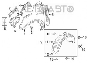 Front right wing bracket Kia Sorento 16-20