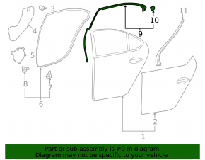 Door seal upper rear left Lexus LS460 LS600h 07-12 long