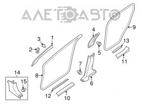 Front pillar trim upper right Nissan Murano z52 19- gray