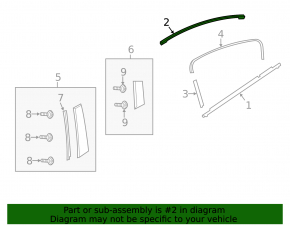 Upper rear left door molding Mazda 6 13-17 broken fastener