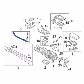 Center console trim side left Ford Fusion mk5 17-20 upper, black