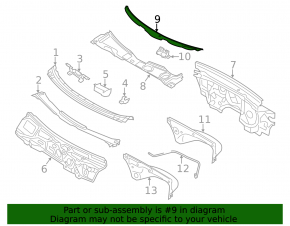 Windscreen wiper grille plastic front part Audi A6 C7 12-18