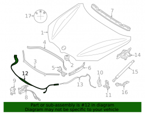 Hood Release Cable Front BMW X1 F48 16-22