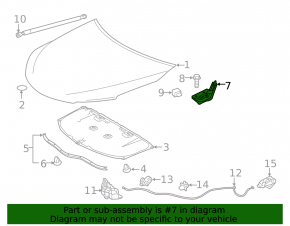Right hood hinge for Toyota Camry V55 15-17 USA
