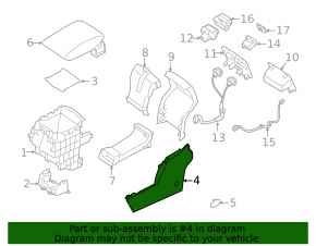 Subaru Forester 25-26 black, scratched center console trim, rear left side