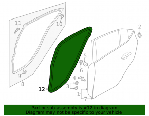 Door seal rear left Mazda 3 14-18 BM