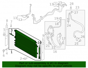 Air conditioning radiator condenser Ford Edge 15-18 3.5