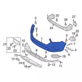 Front bumper bare Ford Escape MK3 17-19 rest without plug