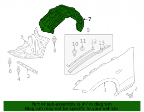 Front right rear fender liner for Mazda MX-5 16-25