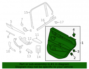 Door trim panel rear left BMW X1 F48 16-22 leather Sensatec beige with black, Oyster