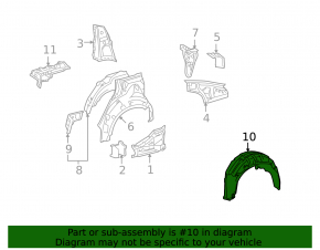 Rear right fender liner for Lexus IS250 IS350 06-14