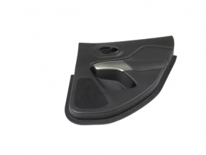 Jeep Cherokee KL 19-22 black rear right door panel with black leather insert, leather armrest, gray molding