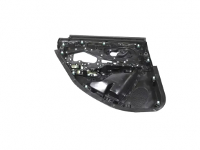 Jeep Cherokee KL 19-22 black rear right door panel with black leather insert, leather armrest, gray molding