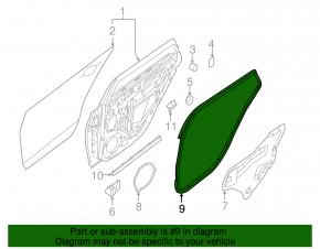 Rear left door seal Nissan Sentra 13-19