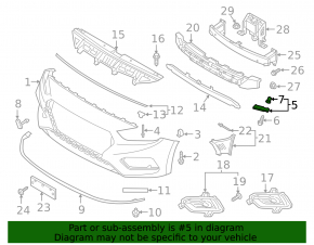 Front bumper mount, left fender, Hyundai Accent 18-23