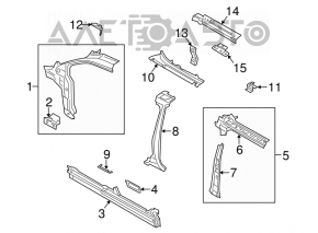 Body pillar central right Ford Transit Connect MK2 13- white, dent, sawed off