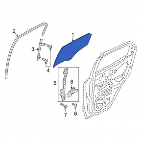 Glass of the rear right door Ford Ecosport 18-22