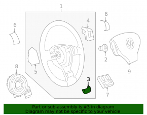 Steering wheel trim lower VW Tiguan 09-11 chrome