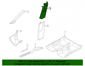 Center pillar trim, upper belt, right, VW Taos 22-25, gray
