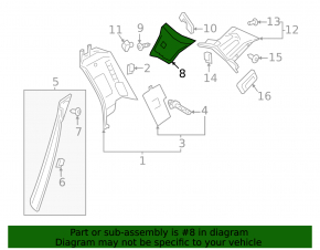 Rear pillar trim right rear upper Volvo XC90 16-22 black, scratch