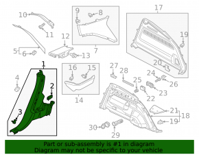 Lower left rear pillar trim for Audi Q8 19-25 black