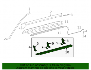 Left sill base for Lexus LX 22-26 with mountings
