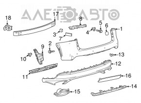 Rear bumper mount, outer right, Lexus NX200t NX300 NX300h 15-21