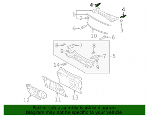 Left windshield wiper seal for Lexus ES350 07-12