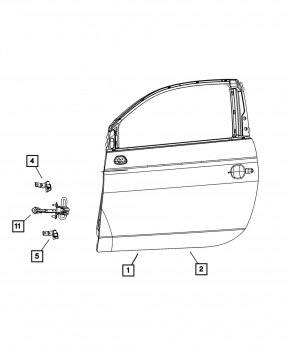 Door hinge lower front left Fiat 500 12-19