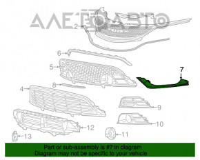 Chrysler 200 15-17 matte lower grille molding, left