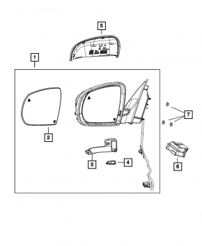 Side mirror left Jeep Cherokee KL 14-18 3 pins, structure