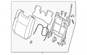 Rear seat, 3rd row, left, Mitsubishi Outlander 2014-2019, black cloth