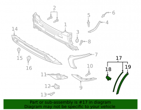 Mitsubishi Outlander 14-21 front left fender arch trim on the bumper