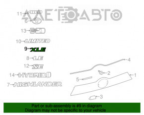 Emblem inscription XLE tailgate Toyota Highlander 14-19