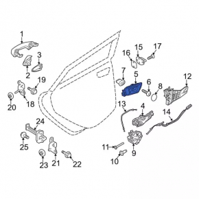 Door handle outer front left Ford Fiesta 11-19