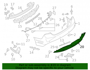 Rear bumper bare Lincoln MKZ 13-16 lower part, structure