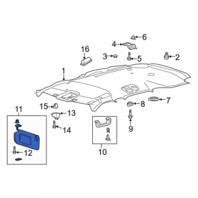 Left visor Ford Explorer 20 - black, without hook, with Homelink