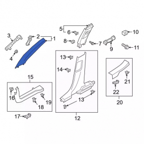 Front pillar trim right Ford Bronco Sport 21-25 gray