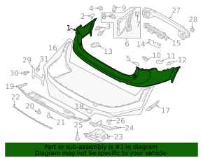 Rear bare bumper Volvo V90 17-21 usa T5, T6 for parking sensors