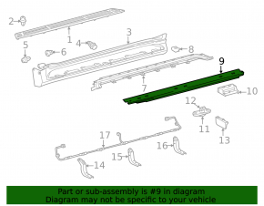 Right side step sill for Lexus GX460 10-23