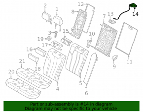 Rear seat folding lever left BMW 4 F32/33/36 14-20 with cable