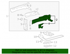 Outer part of the front right side member of the Toyota Prius 50 16-22