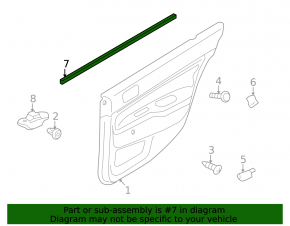 Door glass seal, inner rear right, Mitsubishi Lancer 10-17