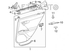 Door trim panel rear left Lexus CT200h 11-17 black leather