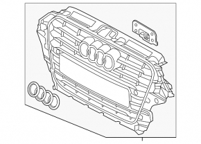 Radiator grill assembly Audi A3 8V 15-16 graphite, under radar