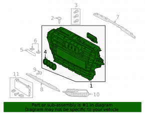 Radiator grill assembly Audi A3 8V 15-16 graphite, under radar