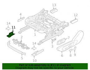 Front right passenger seat runner trim Ford Fusion mk5 17-20 black, structure