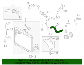 Upper cooling hose for Toyota Sienna 17-20 3.5
