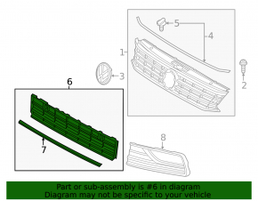 Central grille front bumper VW Passat b8 16-19 USA broken, sand